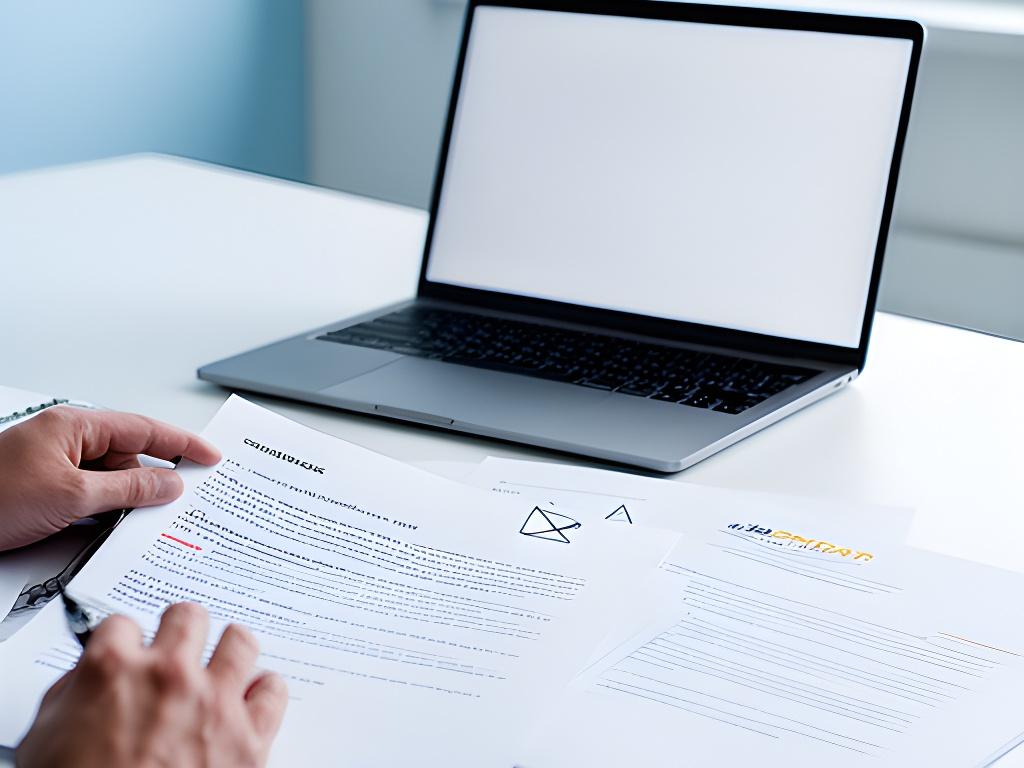 Legal professional reviewing a contract at a desk